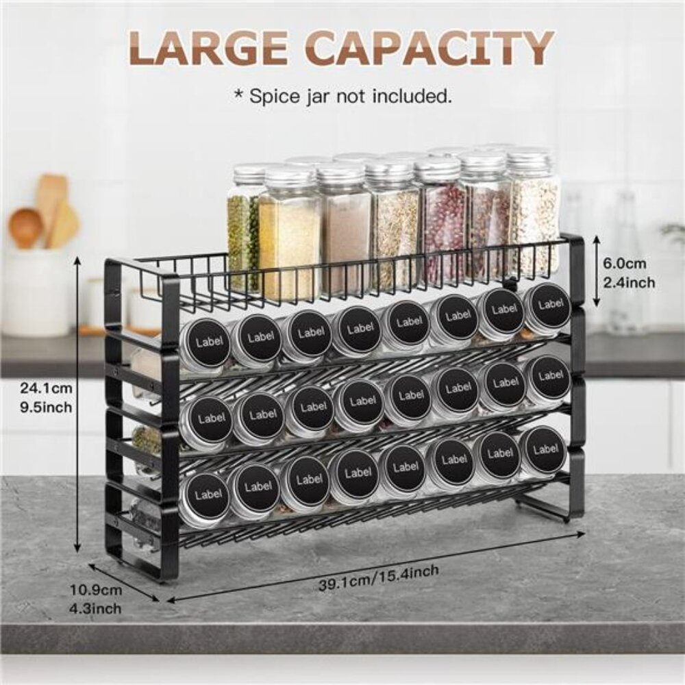 4 Tier Stackable Seasoning Rack Organizer, Detachable Countertop Spice Jar Rack - Picture 2 of 7